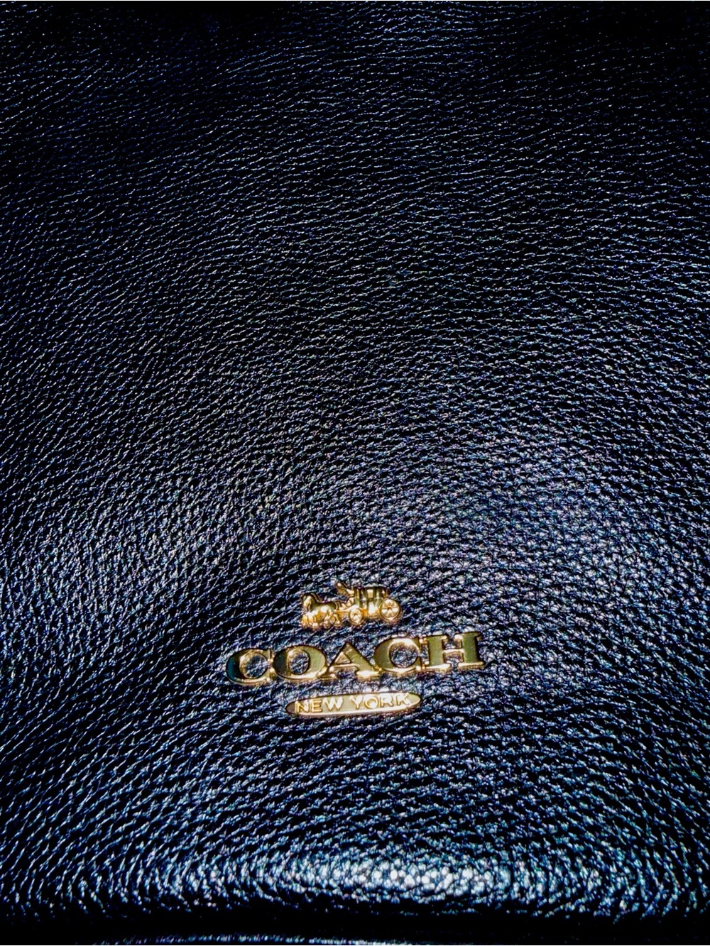 Coach Black Pebbled Leather Wallet with Gold Logo